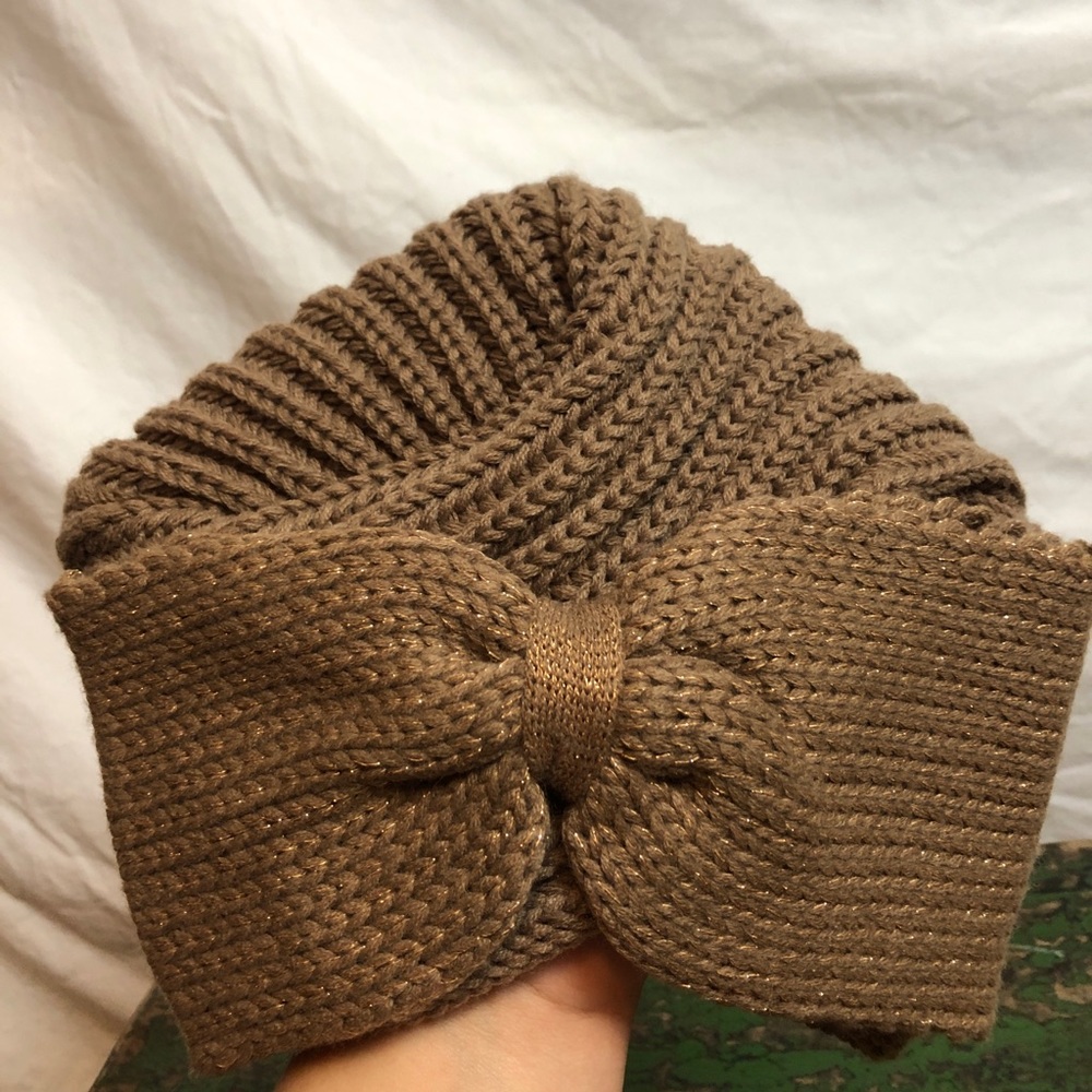 Tan and gold beanie